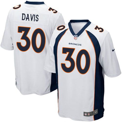 Men Denver Broncos #30 Terrell Davis Nike White Game Retired Player NFL Jersey